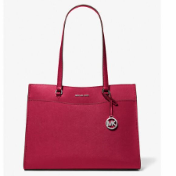 Dark Raspberry Jet Set Travel Large Saffiano Leather Tote Bag. Michael Kors. New - Picture 1 of 10